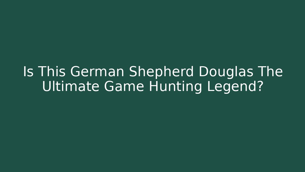 Is This German Shepherd Douglas The Ultimate Game Hunting Legend?
