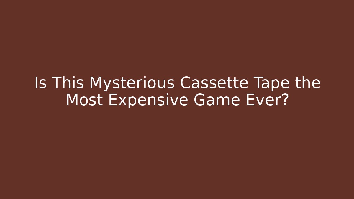 Is This Mysterious Cassette Tape the Most Expensive Game Ever?