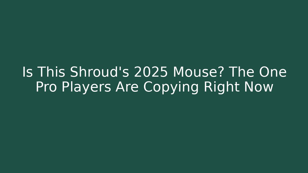 Is This Shroud's 2025 Mouse? The One Pro Players Are Copying Right Now