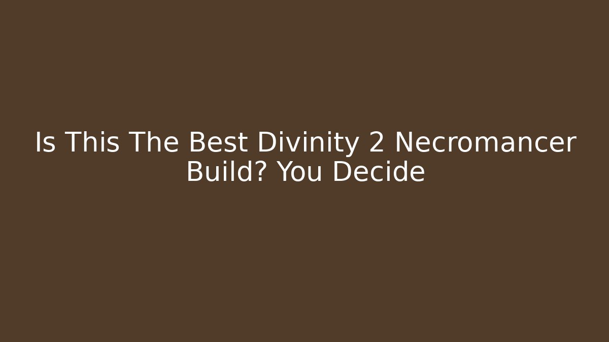 Is This The Best Divinity 2 Necromancer Build? You Decide - Create More Assets