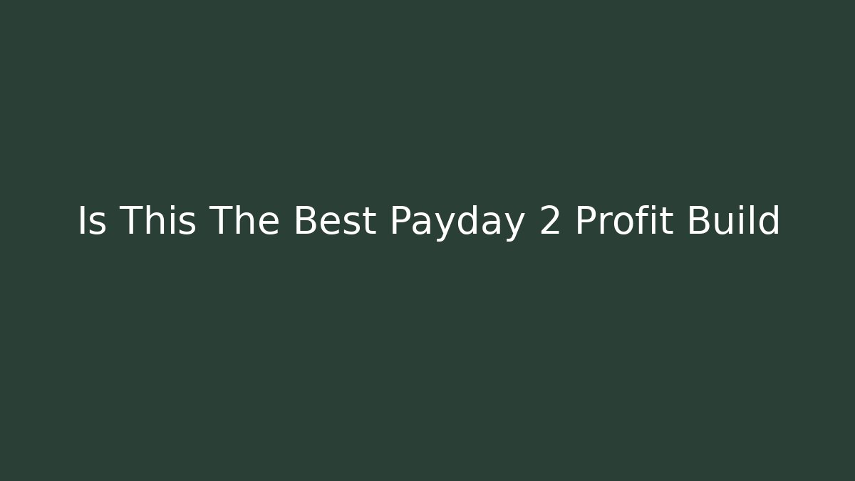Is This The Best Payday 2 Profit Build