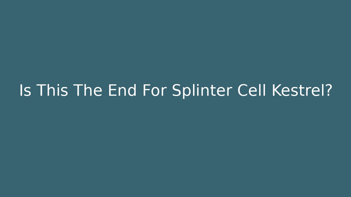 Is This The End For Splinter Cell Kestrel?