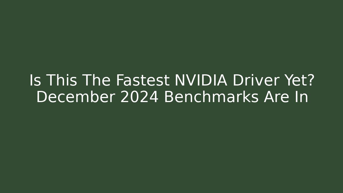 Is This The Fastest NVIDIA Driver Yet? December 2024 Benchmarks Are In