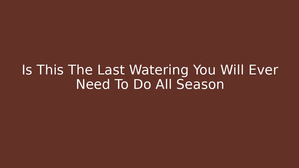 Is This The Last Watering You Will Ever Need To Do All Season