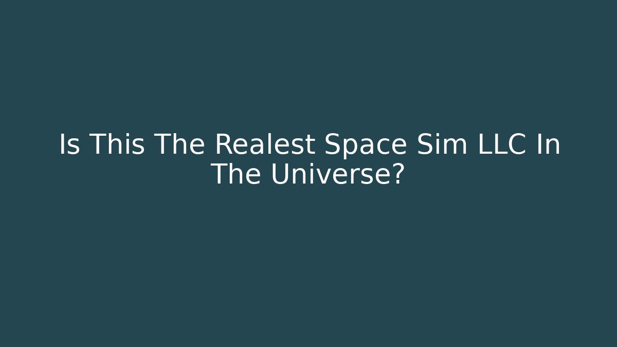 Is This The Realest Space Sim LLC In The Universe?