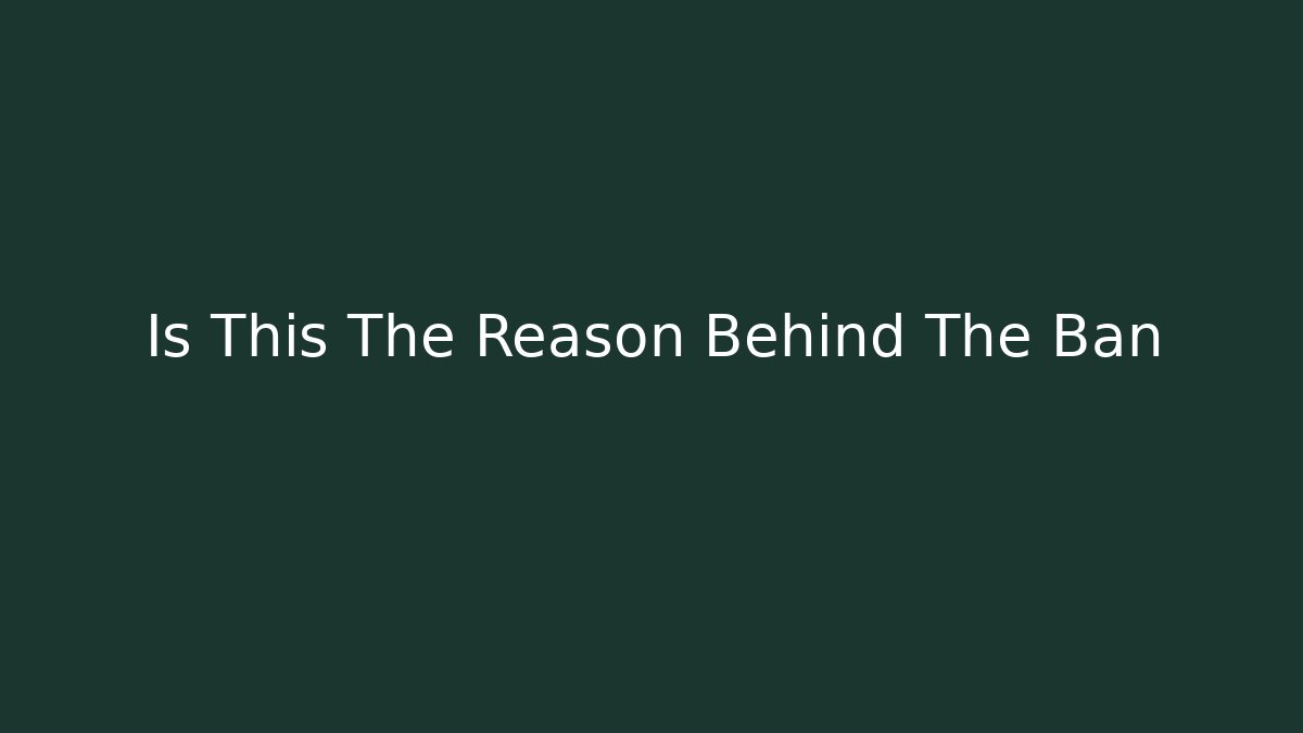 Is This The Reason Behind The Ban - Create More Assets