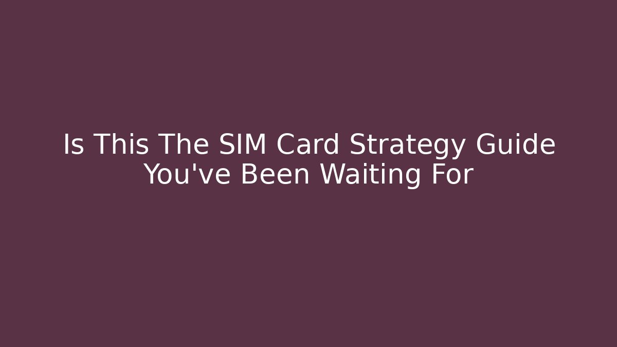 Is This The SIM Card Strategy Guide You’ve Been Waiting For