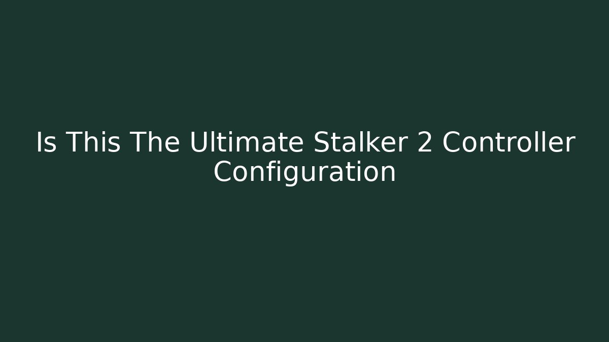 Is This The Ultimate Stalker 2 Controller Configuration