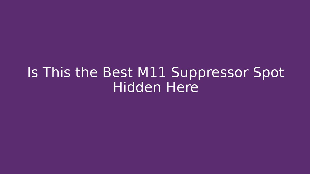Is This the Best M11 Suppressor Spot Hidden Here