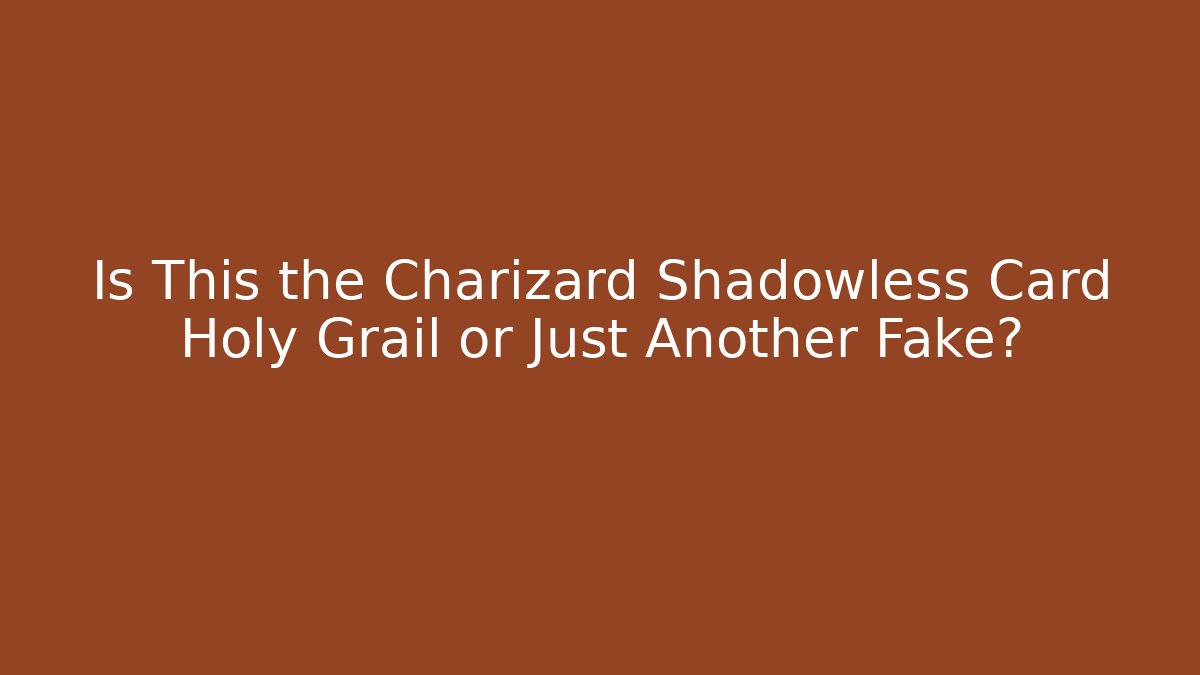 Is This the Charizard Shadowless Card Holy Grail or Just Another Fake?