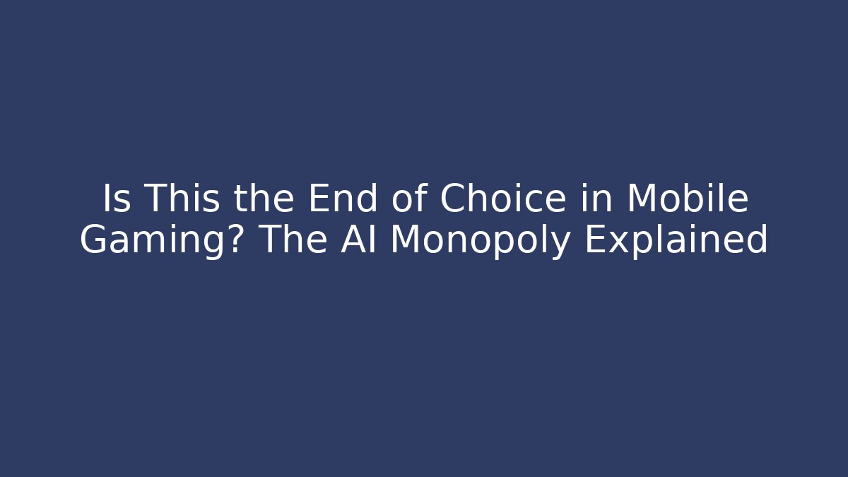 Is This the End of Choice in Mobile Gaming? The AI Monopoly Explained