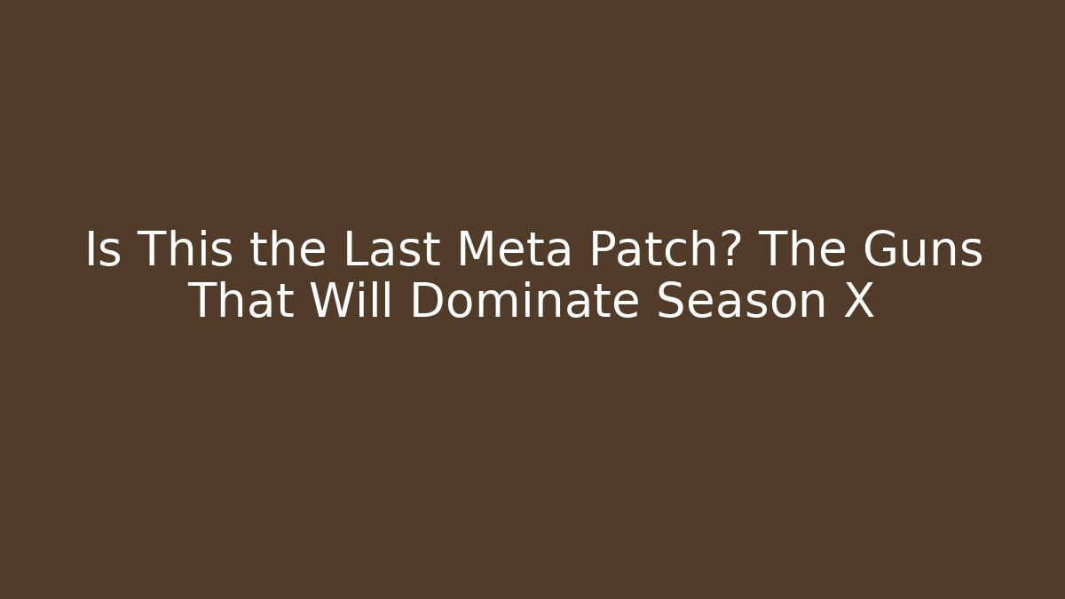 Is This the Last Meta Patch? The Guns That Will Dominate Season X