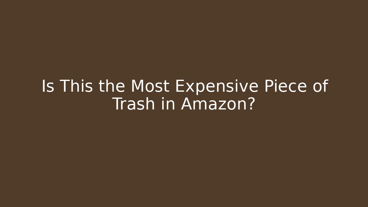 Is This the Most Expensive Piece of Trash in Amazon?