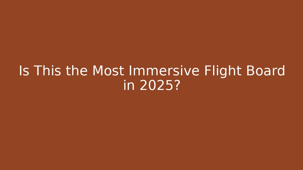Is This the Most Immersive Flight Board in 2025?
