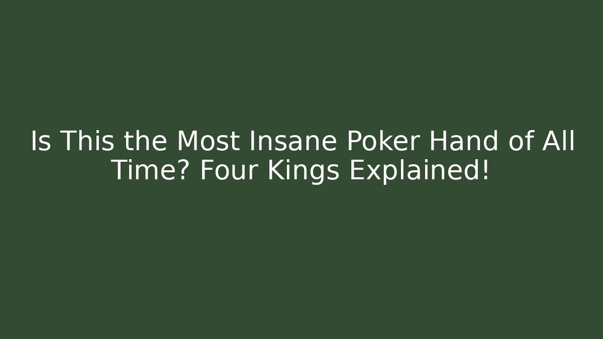 Is This the Most Insane Poker Hand of All Time? Four Kings Explained!