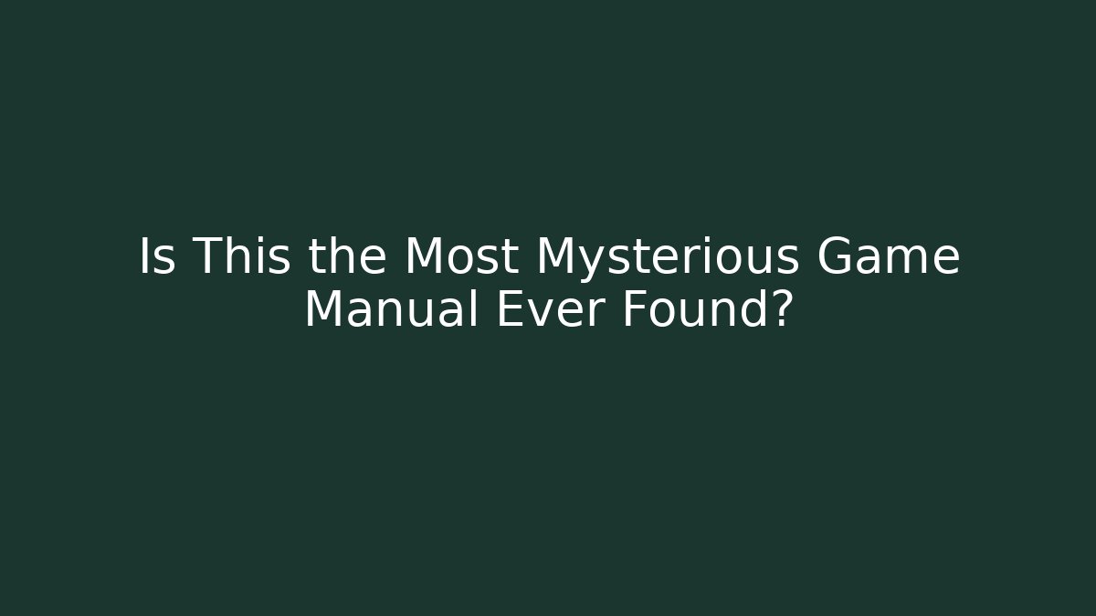 Is This the Most Mysterious Game Manual Ever Found?