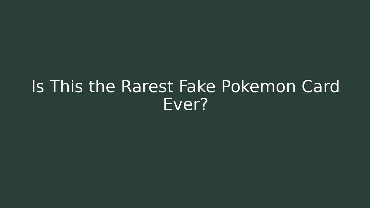 Is This the Rarest Fake Pokémon Card Ever?