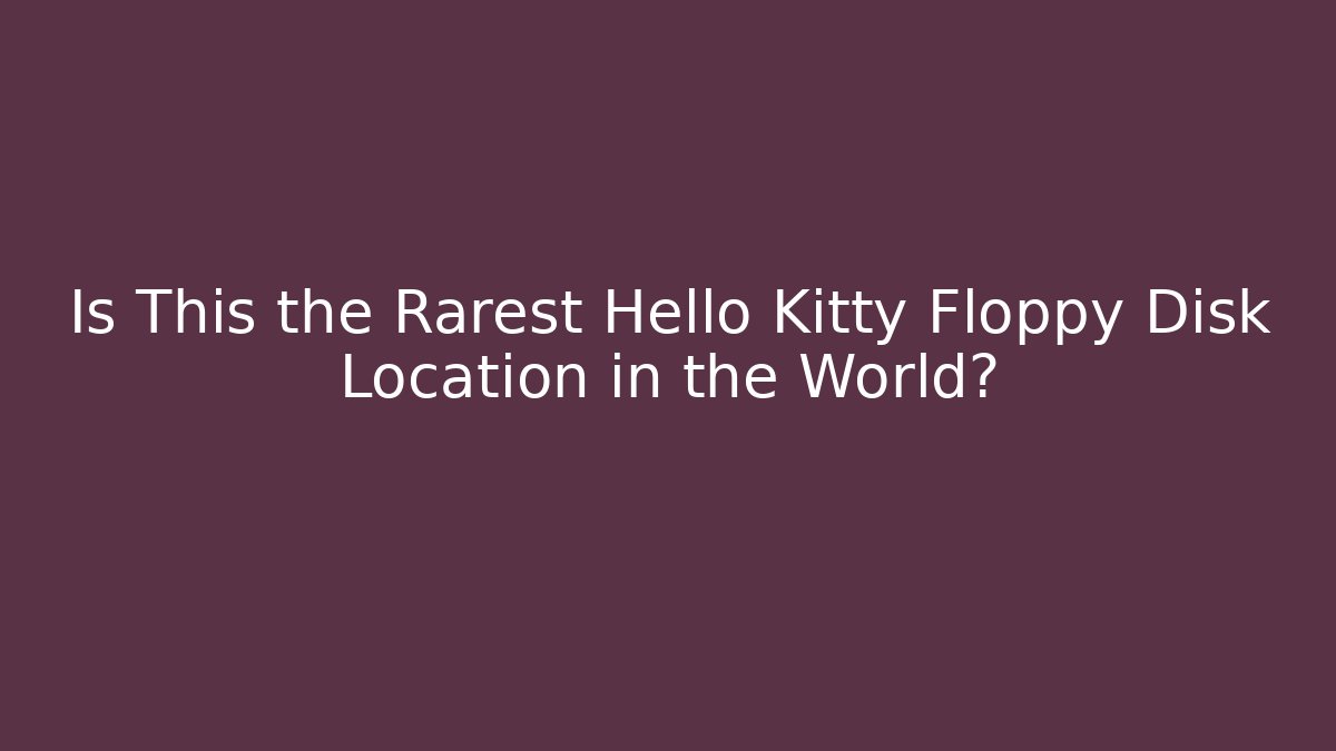 Is This the Rarest Hello Kitty Floppy Disk Location in the World?
