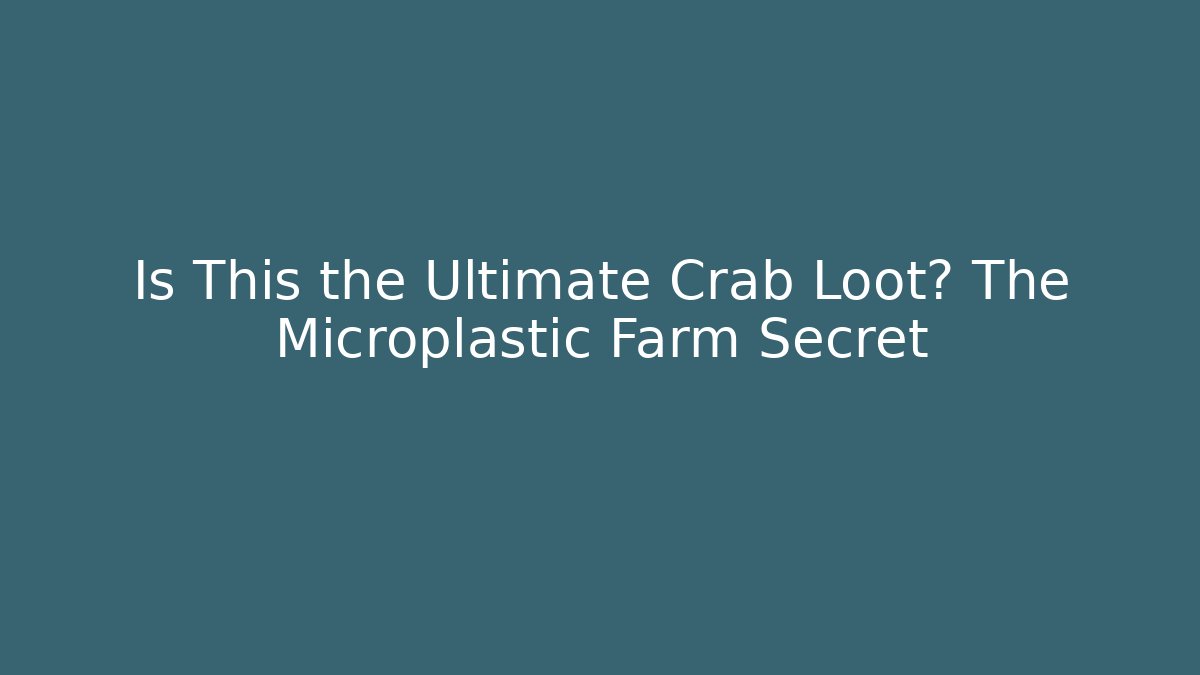 Is This the Ultimate Crab Loot? The Microplastic Farm Secret