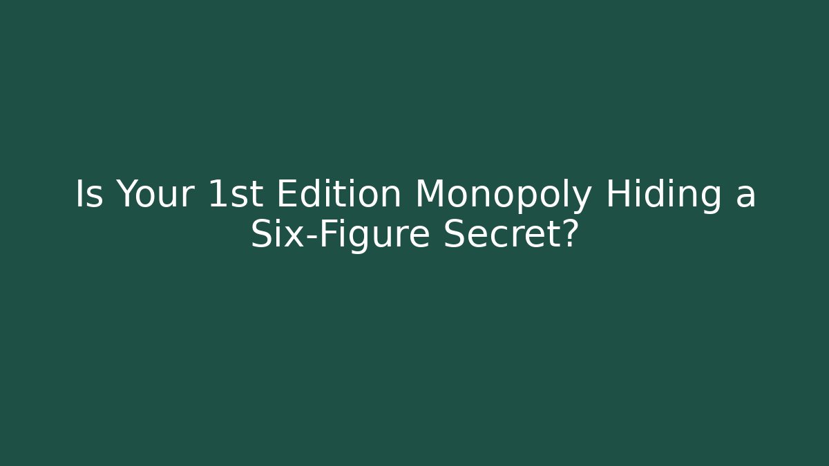 Is Your 1st Edition Monopoly Hiding a Six-Figure Secret?