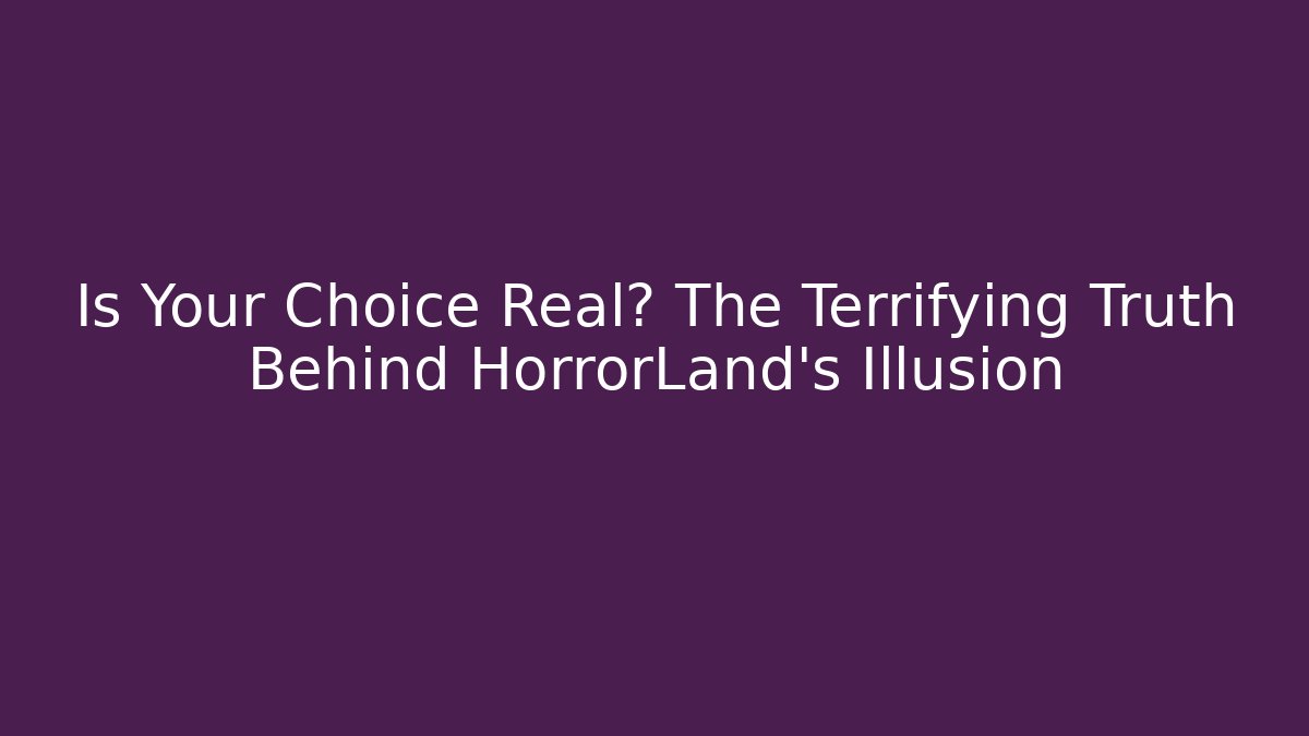 Is Your Choice Real? The Terrifying Truth Behind HorrorLand's Illusion