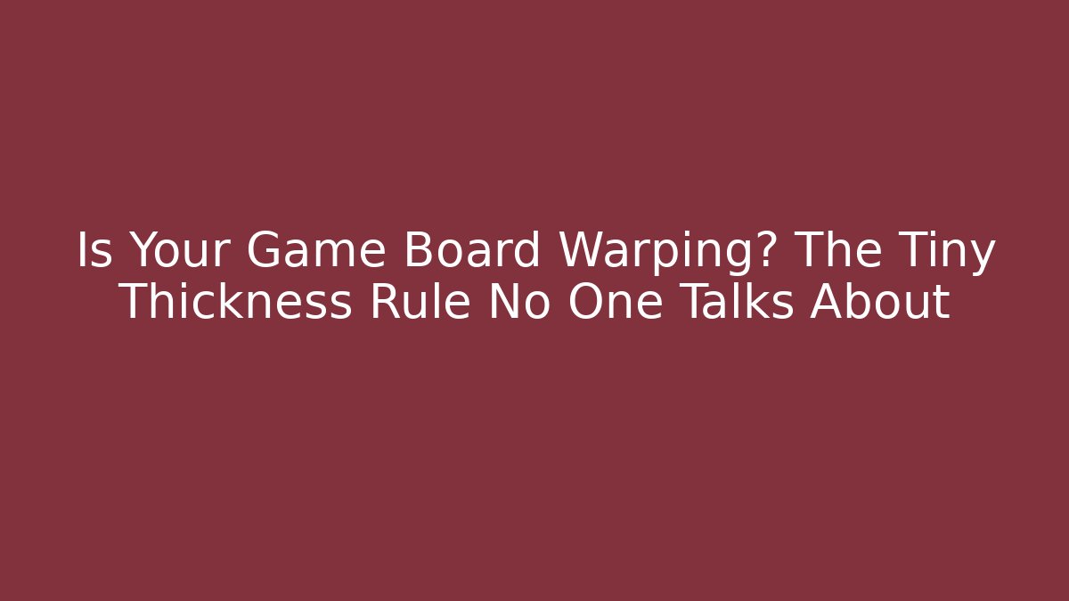Is Your Game Board Warping? The Tiny Thickness Rule No One Talks About
