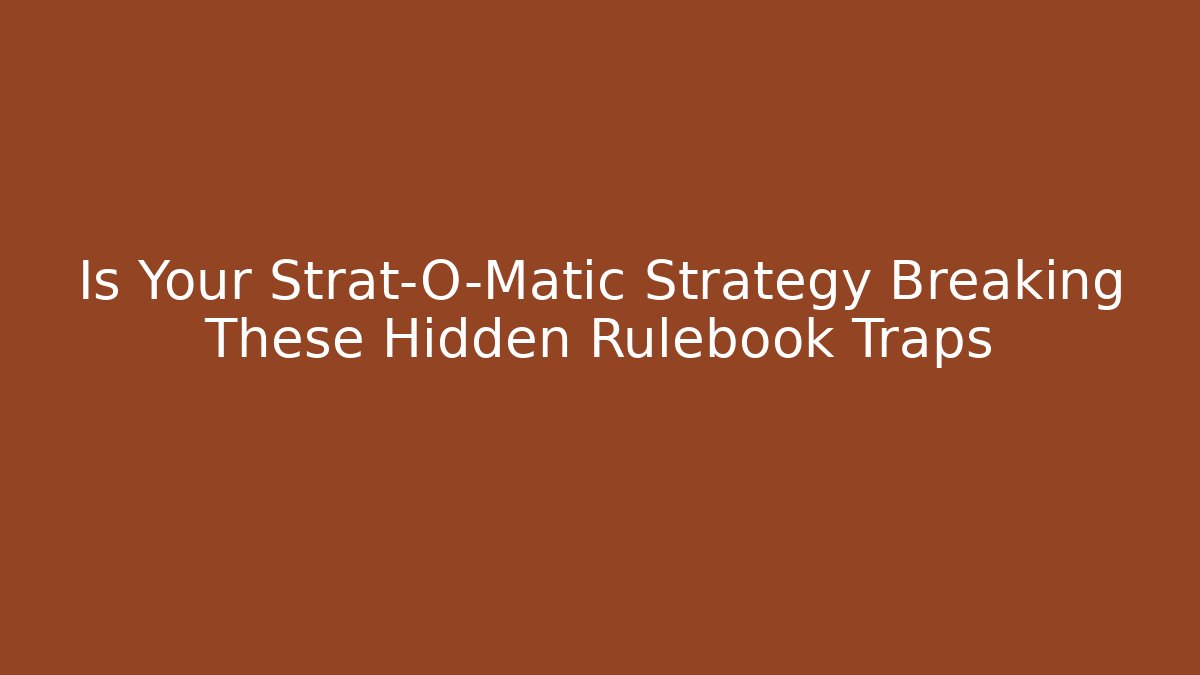 Is Your Strat-O-Matic Strategy Breaking These Hidden Rulebook Traps