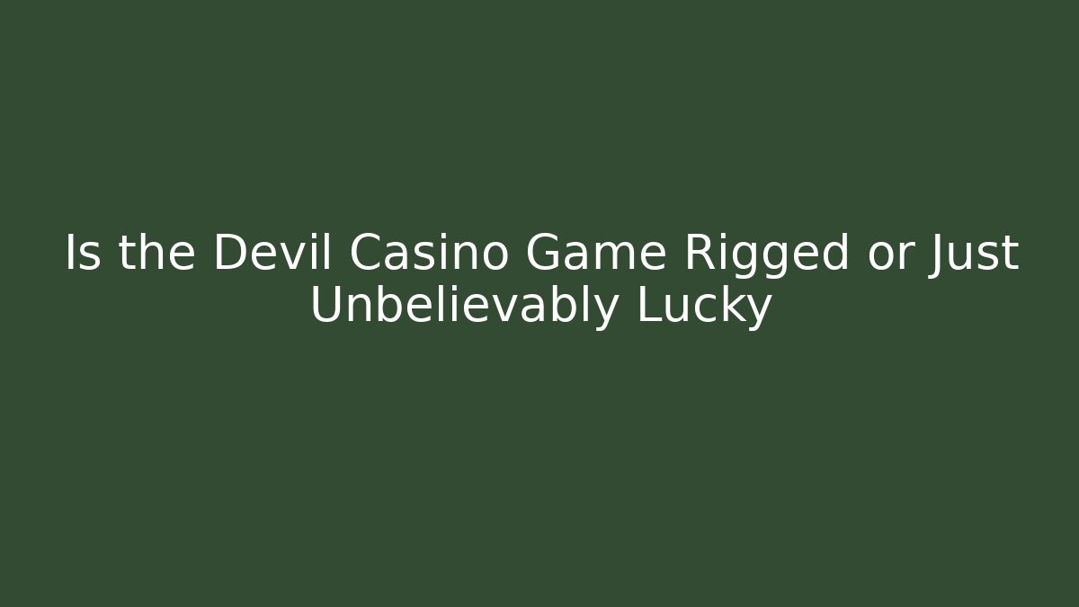Is the Devil Casino Game Rigged or Just Unbelievably Lucky