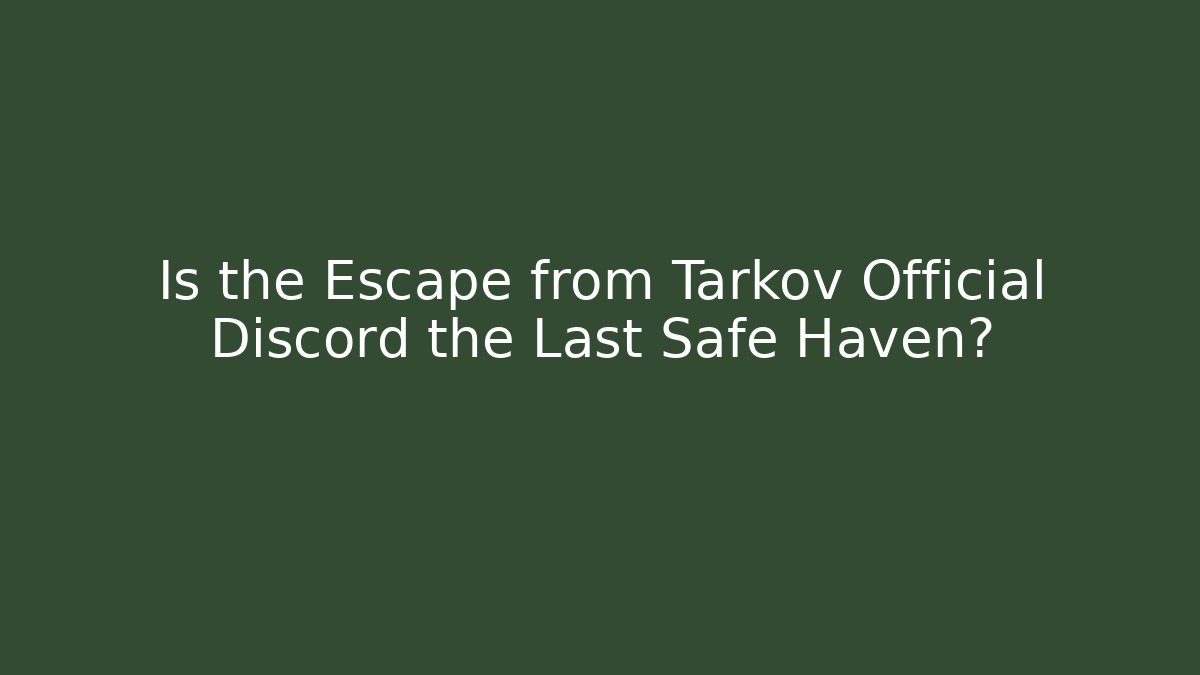 Is the Escape from Tarkov Official Discord the Last Safe Haven?