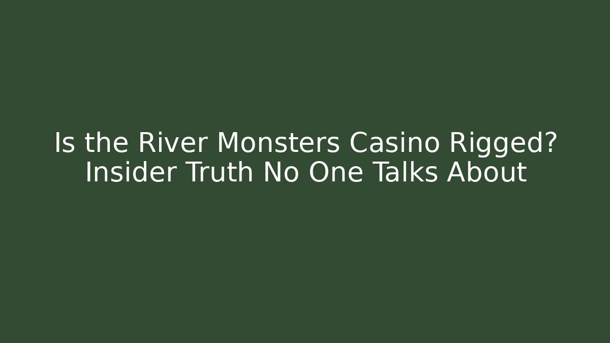 Is the River Monsters Casino Rigged? Insider Truth No One Talks About