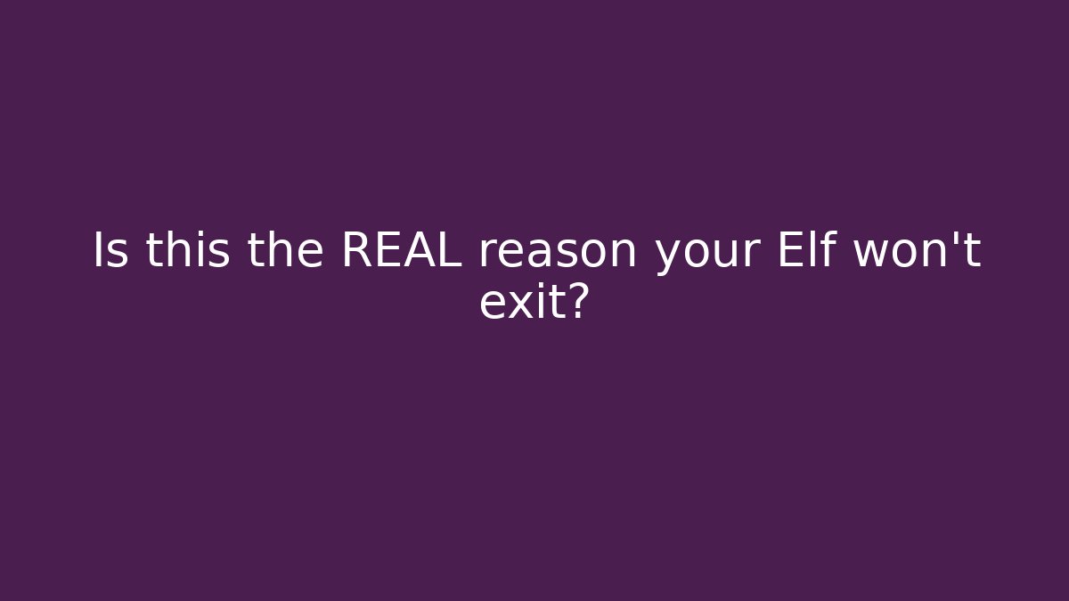 Is this the REAL reason your Elf won't exit?