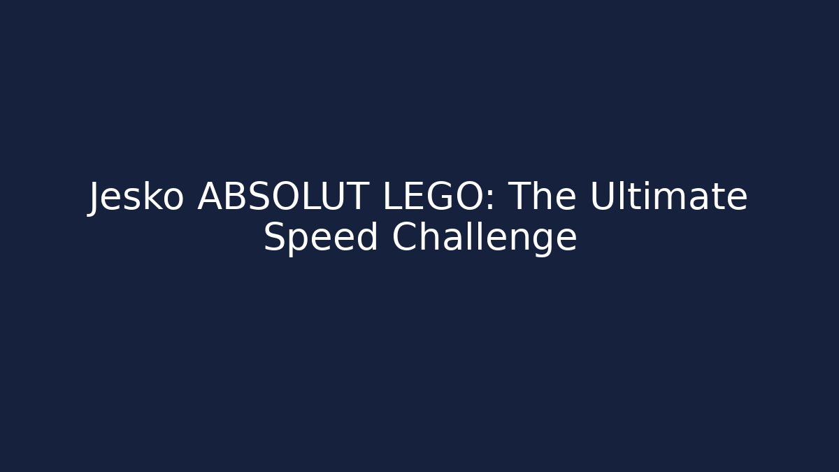 Jesko ABSOLUT LEGO: The Ultimate Speed Challenge