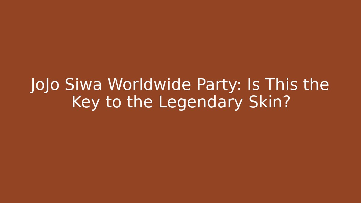 JoJo Siwa Worldwide Party: Is This the Key to the Legendary Skin?