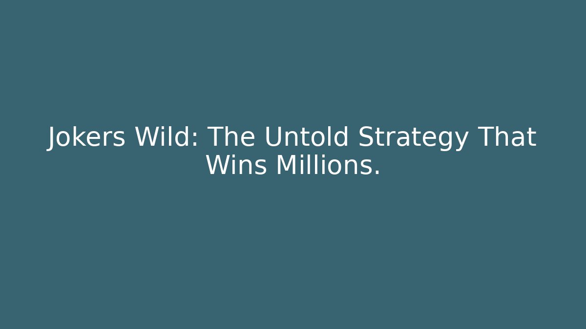 Jokers Wild: The Untold Strategy That Wins Millions.