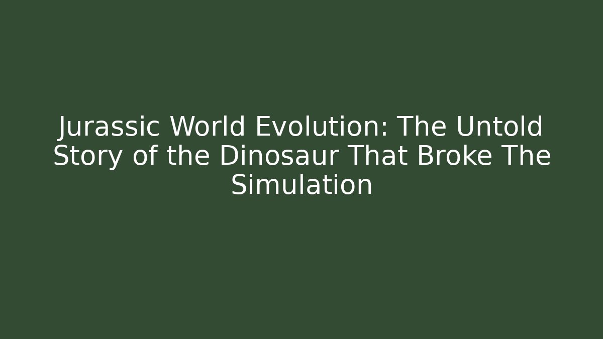 Jurassic World Evolution: The Untold Story of the Dinosaur That Broke The Simulation