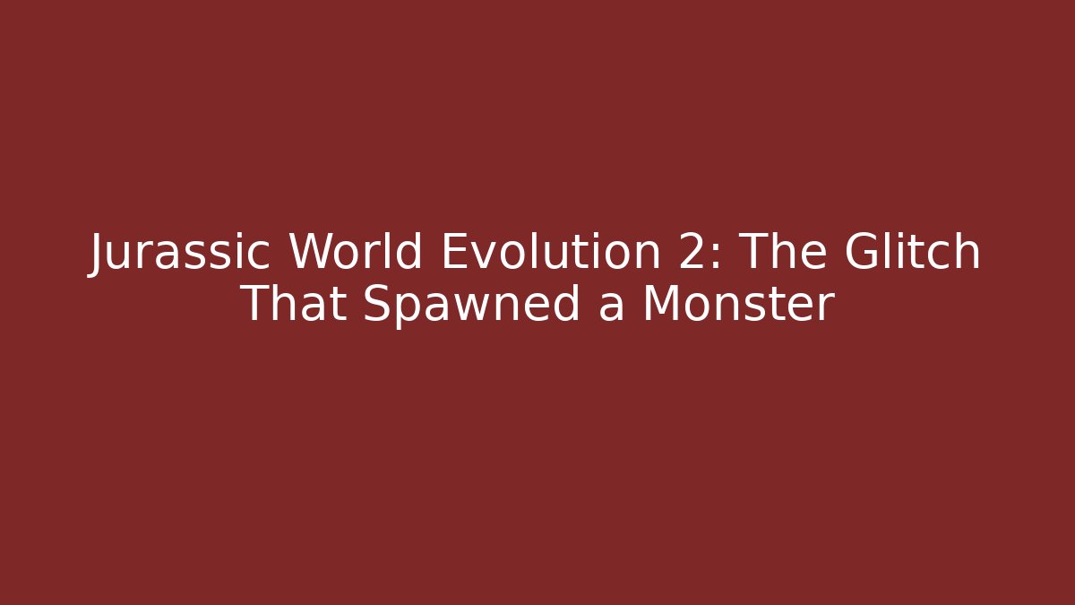 Jurassic World Evolution 2: The Glitch That Spawned a Monster - Create More Assets