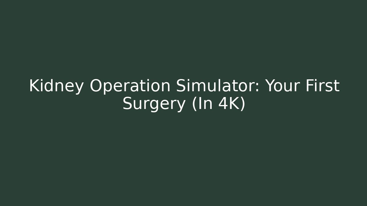 Kidney Operation Simulator: Your First Surgery (In 4K) - Create More Assets