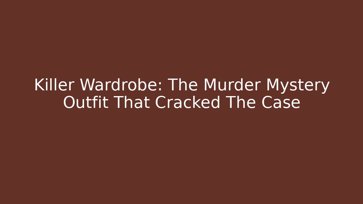 Killer Wardrobe: The Murder Mystery Outfit That Cracked The Case