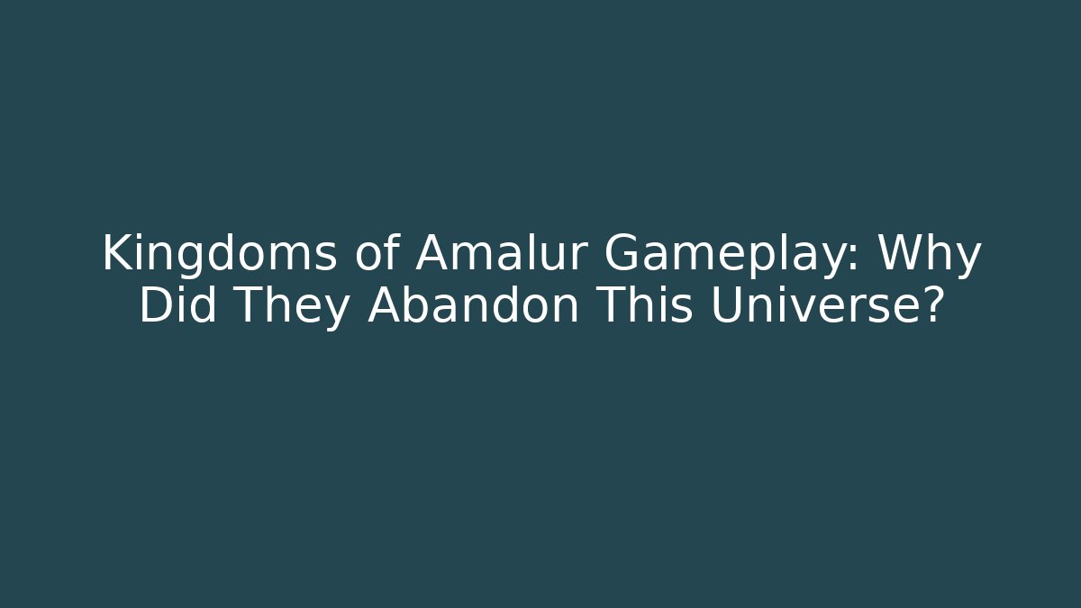 Kingdoms of Amalur Gameplay: Why Did They Abandon This Universe?
