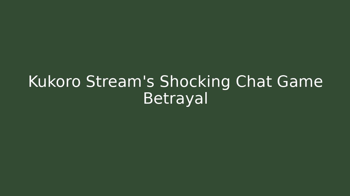 Kukoro Stream's Shocking Chat Game Betrayal - Create More Assets