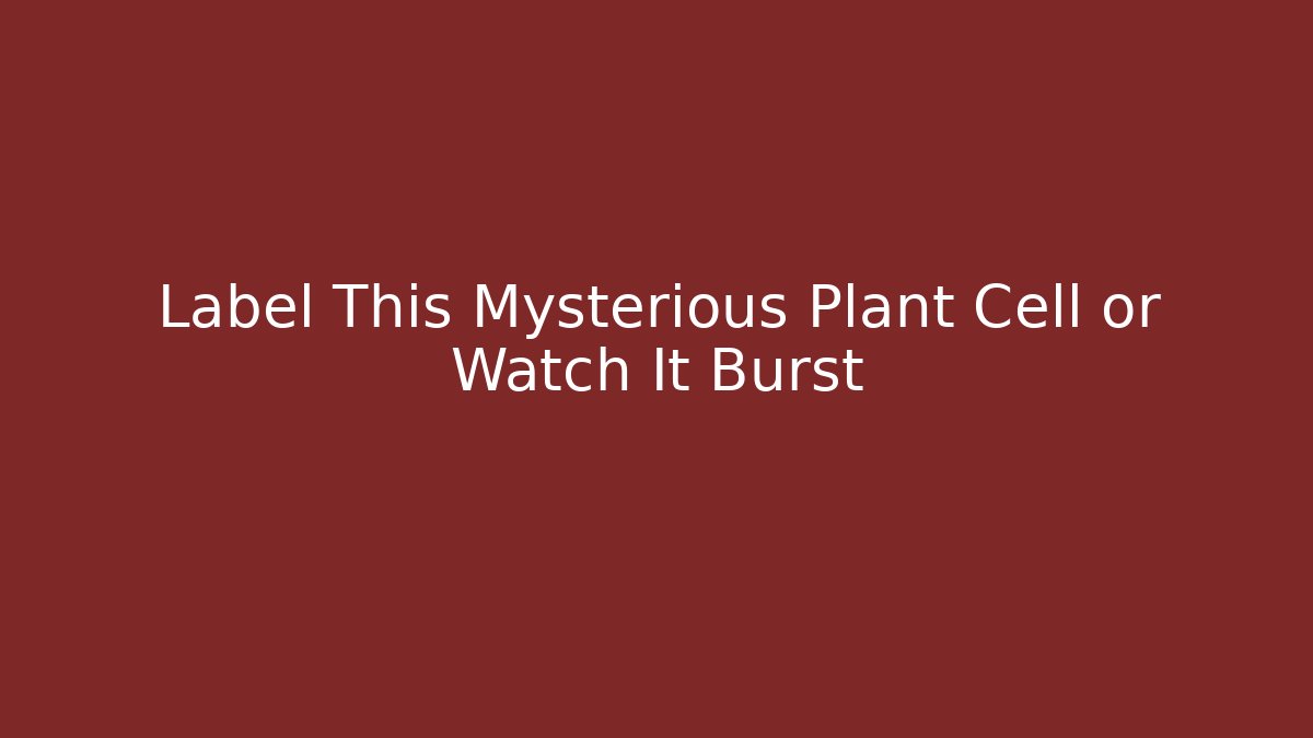 Label This Mysterious Plant Cell or Watch It Burst