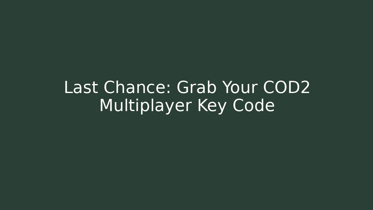Last Chance: Grab Your COD2 Multiplayer Key Code - Create More Assets