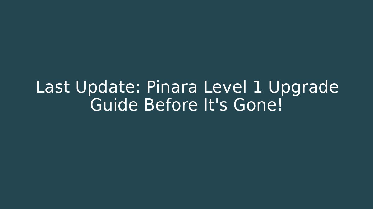 Last Update: Pinara Level 1 Upgrade Guide Before It’s Gone! - Create More Assets