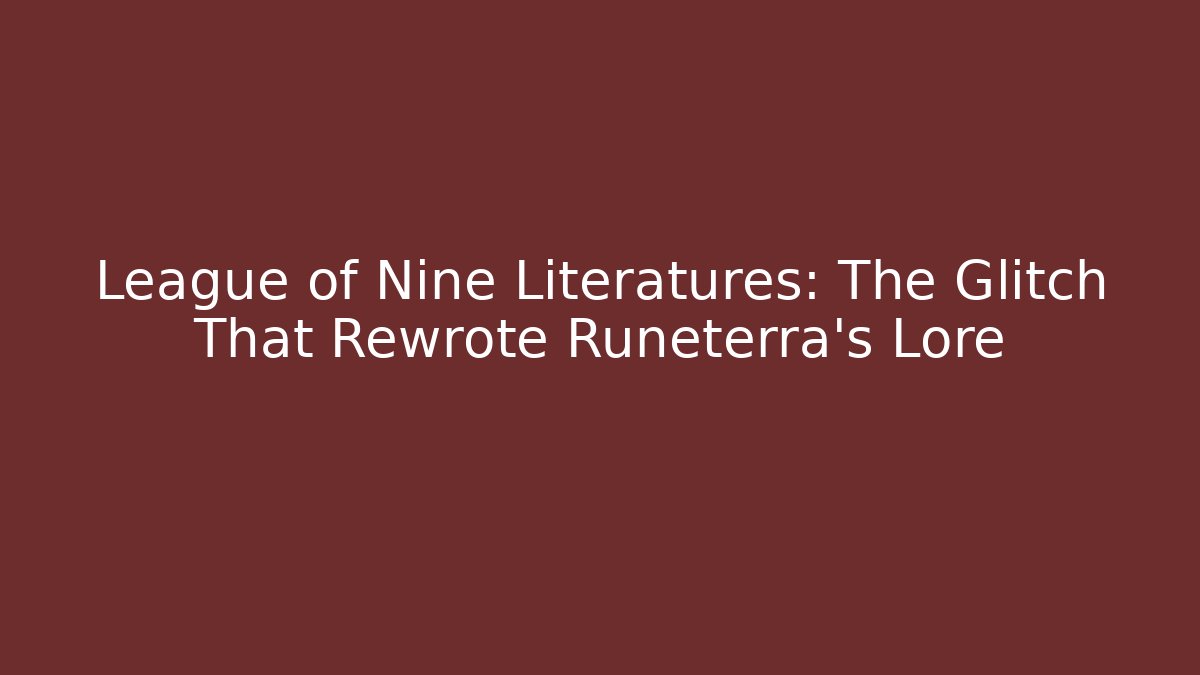 League of Nine Literatures: The Glitch That Rewrote Runeterra’s Lore