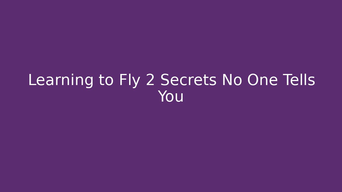 Learning to Fly 2 Secrets No One Tells You - Create More Assets