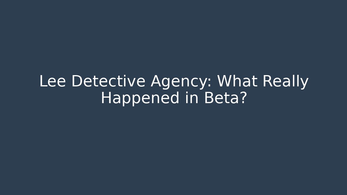 Lee Detective Agency: What Really Happened in Beta?