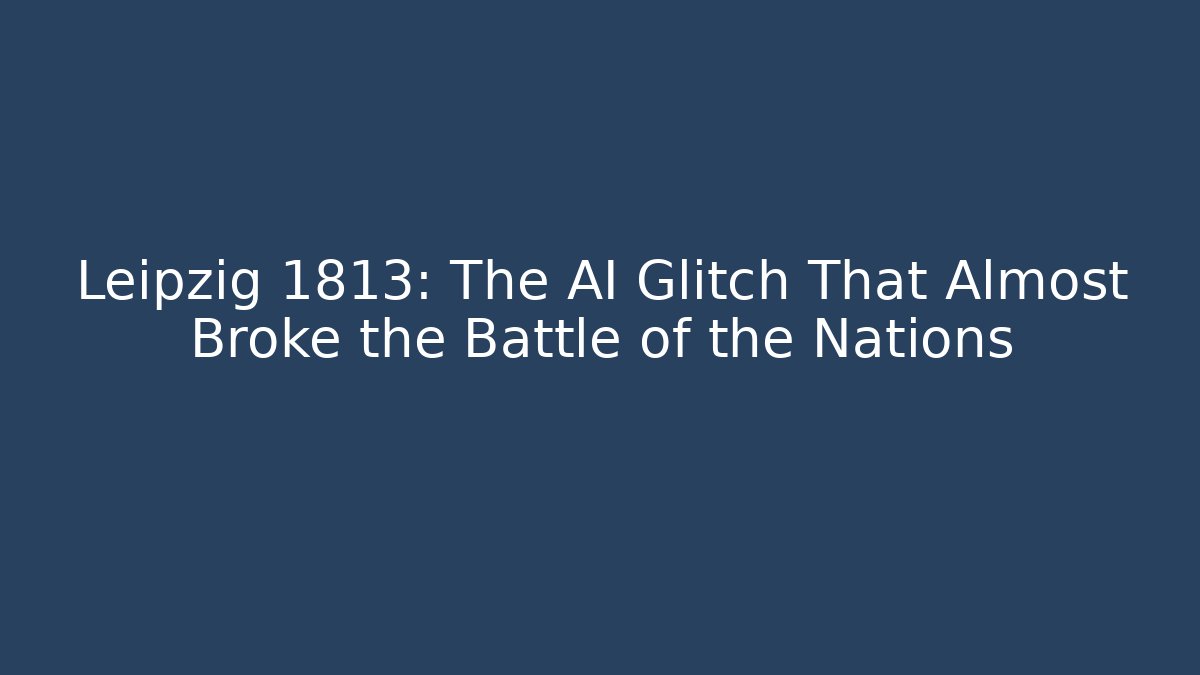 Leipzig 1813: The AI Glitch That Almost Broke the Battle of the Nations