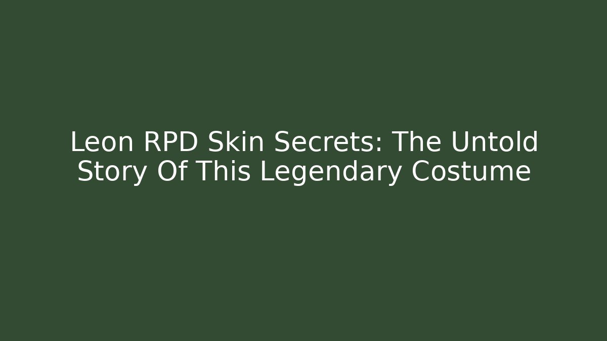 Leon RPD Skin Secrets: The Untold Story Of This Legendary Costume