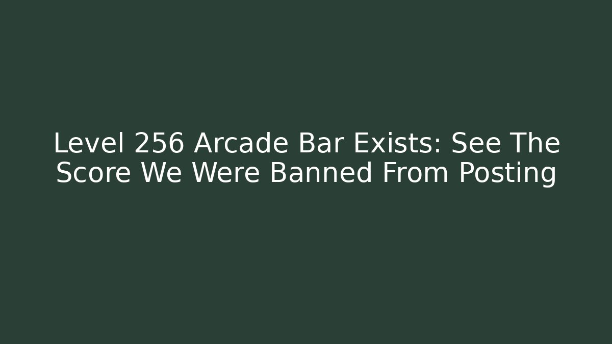 Level 256 Arcade Bar Exists: See The Score We Were Banned From Posting