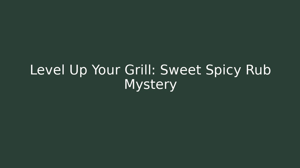 Level Up Your Grill: Sweet Spicy Rub Mystery